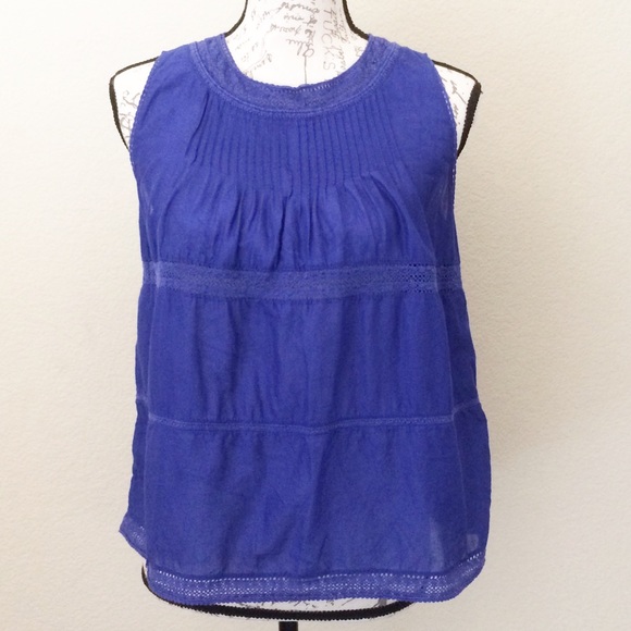 Madewell Mememto Crochet Lace Pintuck Tank Top - Picture 2 of 5